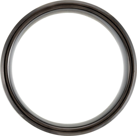 Black & Blue PVD Tungsten 8 mm Beveled-Edge Grooved Comfort-Fit Band Size 7