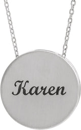 Sterling Silver Engravable Disc 16-18" Necklace