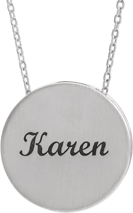 Sterling Silver Engravable Disc 16-18" Necklace