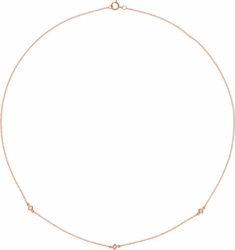 14K Rose 1/6 CTW Natural Diamond 3-Station 18" Necklace