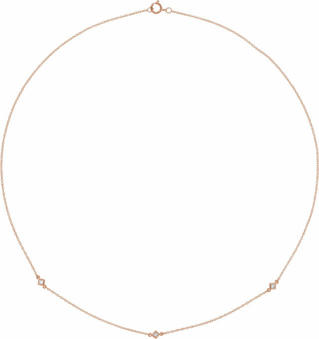 14K Rose 1/6 CTW Natural Diamond 3-Station 18" Necklace