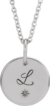 14K White Engravable Round 16-18" Necklace