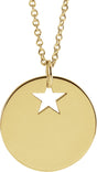 14K Yellow Pierced Star 15 mm Disc 16-18" Necklace