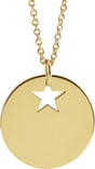 14K Yellow Pierced Star 15 mm Disc 16-18" Necklace