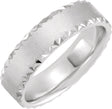 14K White 6 mm Geometric Faceted Edge Comfort-Fit Half Round Band Size 10