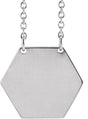 Sterling Silver 14 mm Engravable Hexagon 16" Necklace