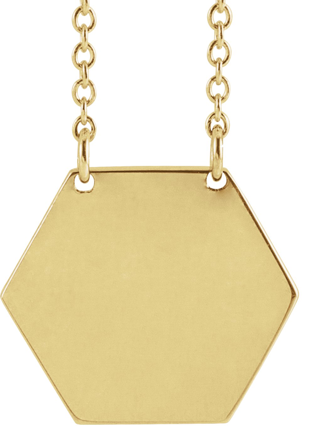 18K Yellow Gold-Plated Sterling Silver 14 mm Engravable Hexagon 16" Necklace