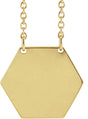 18K Yellow Gold-Plated Sterling Silver 14 mm Engravable Hexagon 16" Necklace