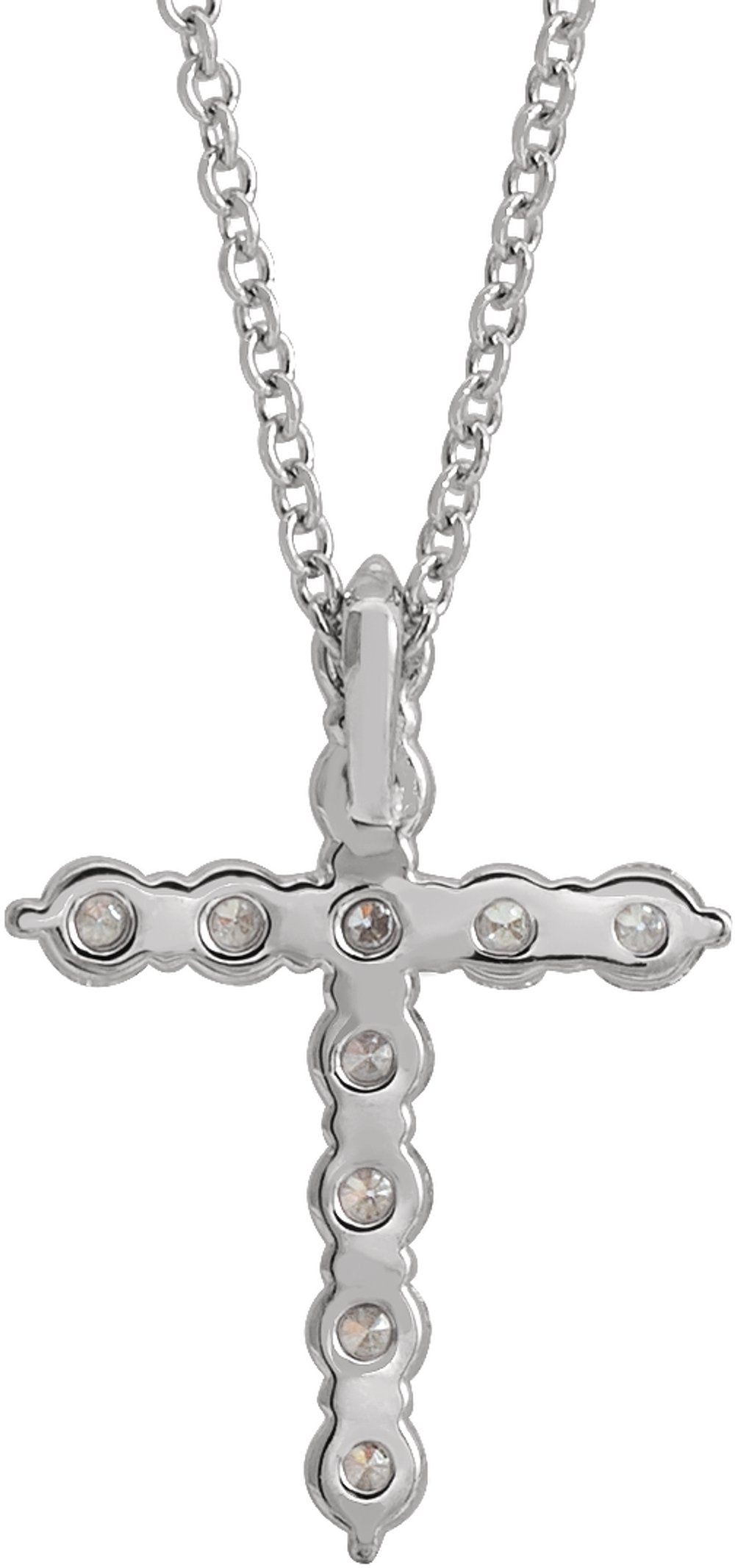 14K White 3/8 CTW Natural Diamond Cross 16-18" Necklace