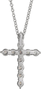 14K White 3/8 CTW Lab-Grown Diamond Cross 16-18" Necklace