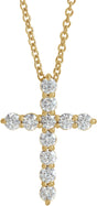 14K Yellow 3/8 CTW Lab-Grown Diamond Cross 16-18" Necklace