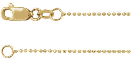 14K Yellow Gold 1 mm Diamond-Cut Bead 7" Chain
