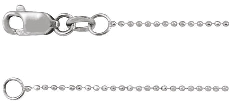 14K White Gold 1 mm Diamond-Cut Bead 16" Chain