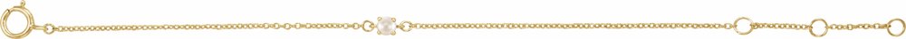 14K Yellow Imitation Pearl Youth Birthstone 4 1/2-5 1/2" Bracelet