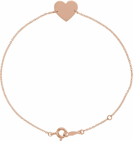18K Rose Gold-Plated Sterling Silver Engravable Heart 7-8" Bracelet