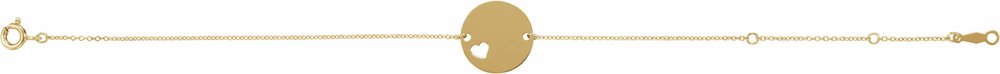 18K Yellow Gold-Plated Sterling Silver Engravable Pierced Heart Disc 7-8" Bracelet