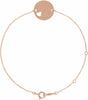 18K Rose Gold-Plated Sterling Silver Engravable Pierced Heart Disc 7-8" Bracelet