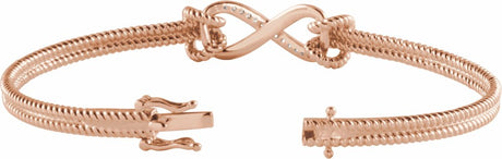 14K Rose Gold  1/8 CTW Natural Diamond Bangle 7 1/2” Bracelet