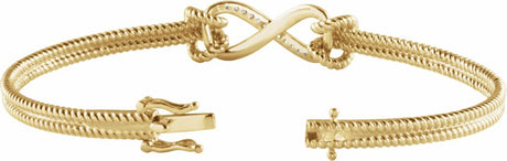 14K Yellow Gold  1/8 CTW Natural Diamond Bangle 7 1/2” Bracelet