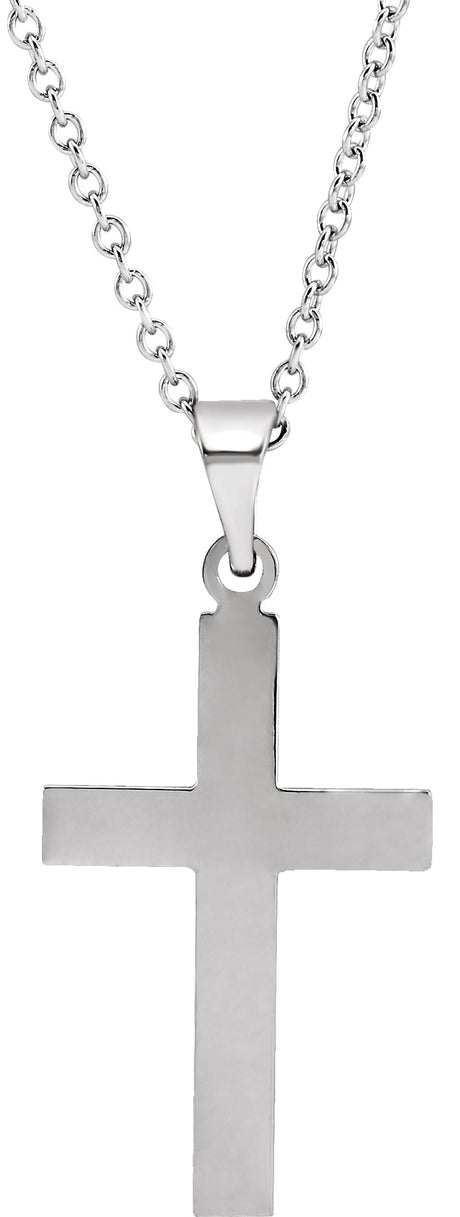 14K White 18 x 12 mm Cross 18" Necklace