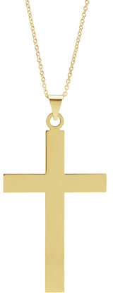 14K Yellow 39 x 25 mm Cross 18" Necklace