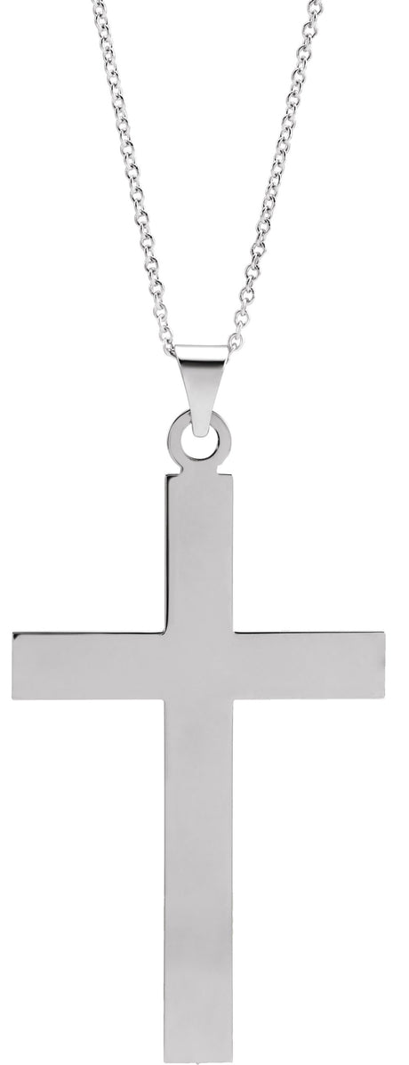 Sterling Silver 49.4x25 mm Cross 18" Necklace