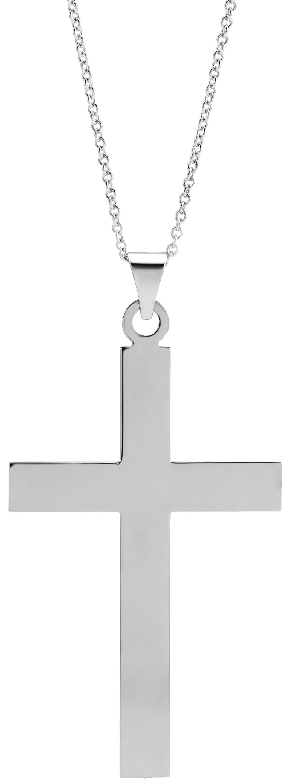 Sterling Silver 49.4x25 mm Cross 18" Necklace