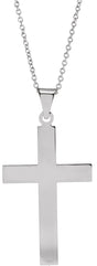 Sterling Silver 36.8x17.7 mm Cross 18" Necklace