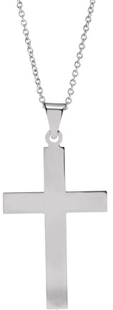 14K White Gold 36.8x17.7 mm mm Cross 18" Necklace