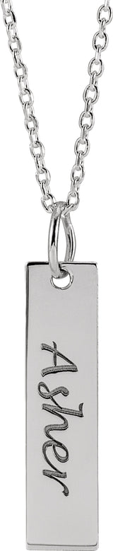 14K White 20x5 mm Engravable Bar 20" Necklace
