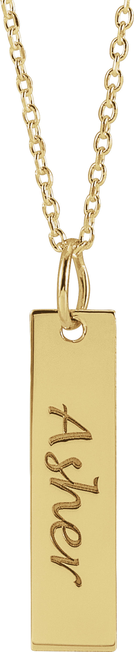 14K Yellow Gold 20x5 mm Engravable Bar 16-18" Necklace
