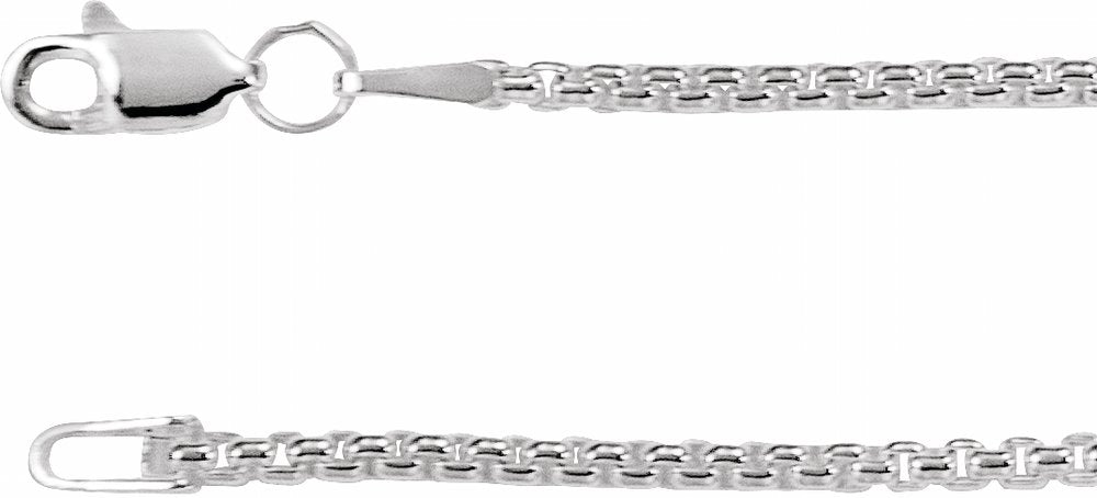 14K White Gold 1.8 mm Rounded Box 16" Chain