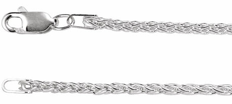 Sterling Silver 2.25 mm Wheat 20" Chain