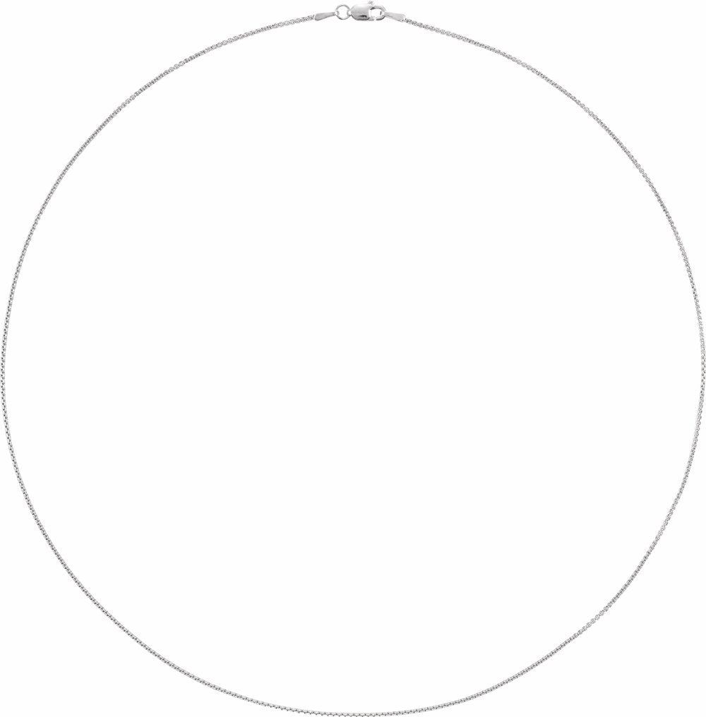 Sterling Silver 1 mm Rounded Box 18" Chain
