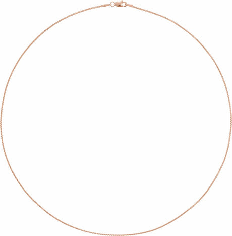 14K Rose 1 mm Rounded Box 7" Chain