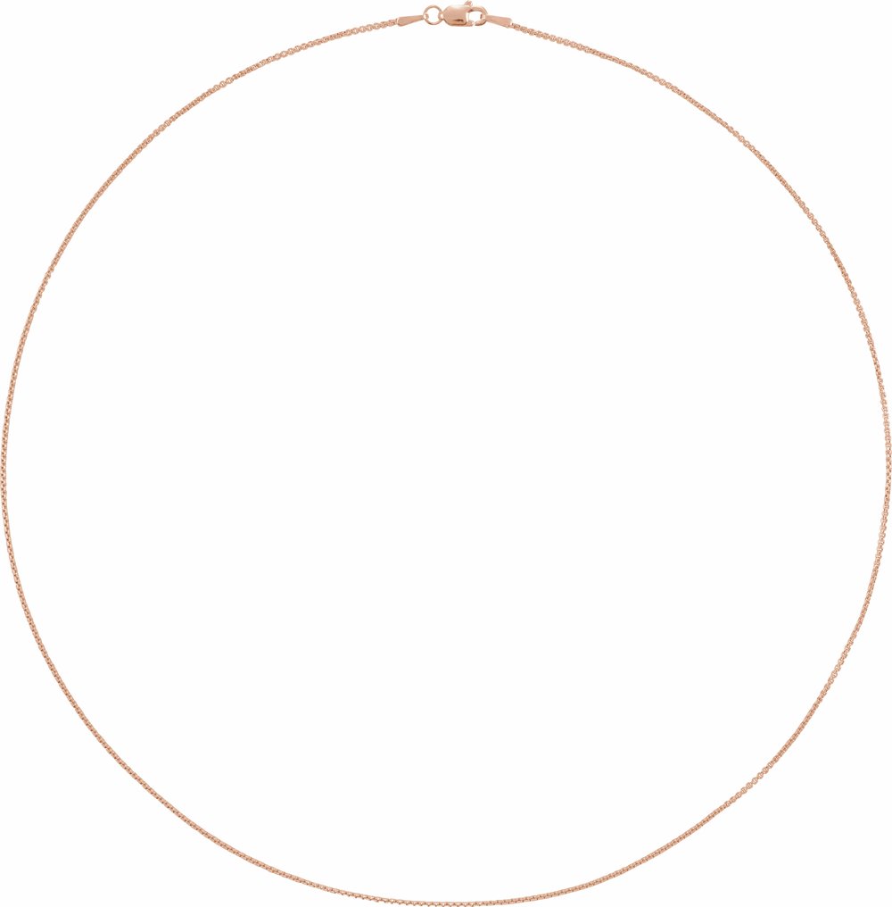 14K Rose Gold 1 mm Rounded Box 18" Chain
