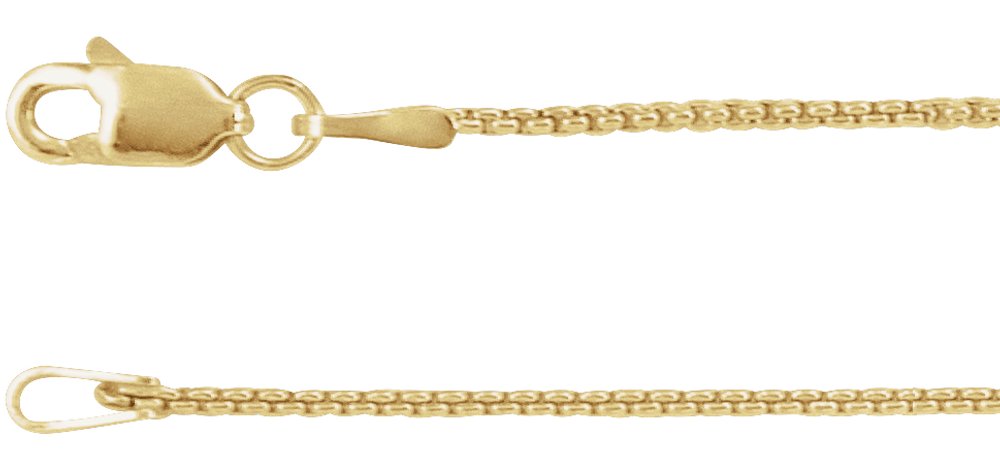 14K Yellow Gold 1 mm Rounded Box 7" Chain