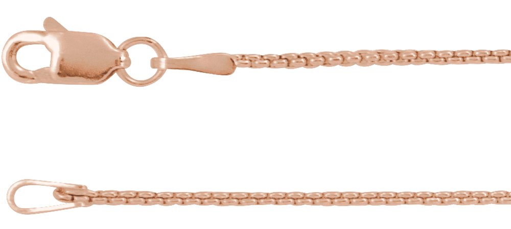 14K Rose 1 mm Rounded Box 7" Chain