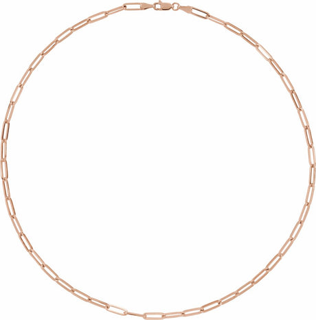 14K Rose Gold 3.85 mm Paperclip-Style 7" Chain