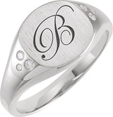 14K White .05 CTW Natural Diamond Square Signet Ring