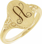 14K Yellow 13x9 mm Oval Signet Ring