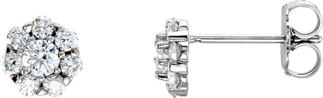 14K White 5/8 CTW Natural Diamond Cluster Earrings