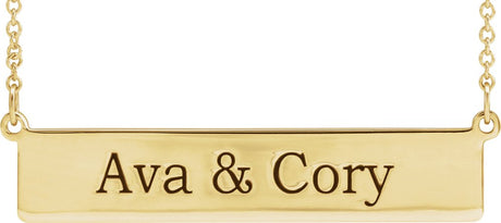 14K Yellow Gold Be Posh® Engravable Bar 17 1/2" Necklace