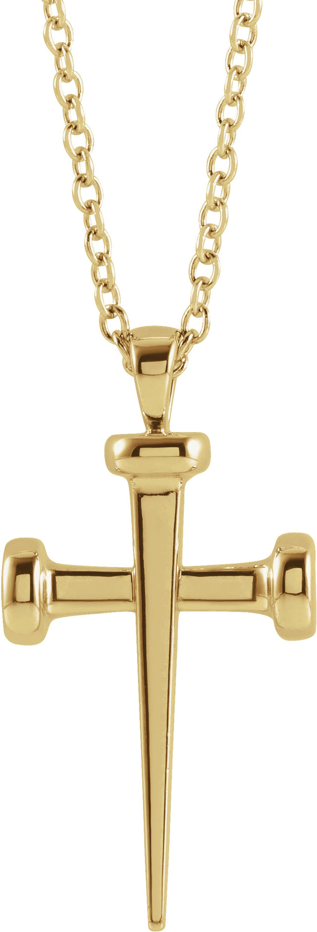 14K Yellow Gold Nail Cross 18" Necklace