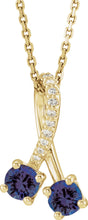 14K Yellow Gold Natural Blue Sapphire & .05 CTW Natural Diamond 16-18" Necklace
