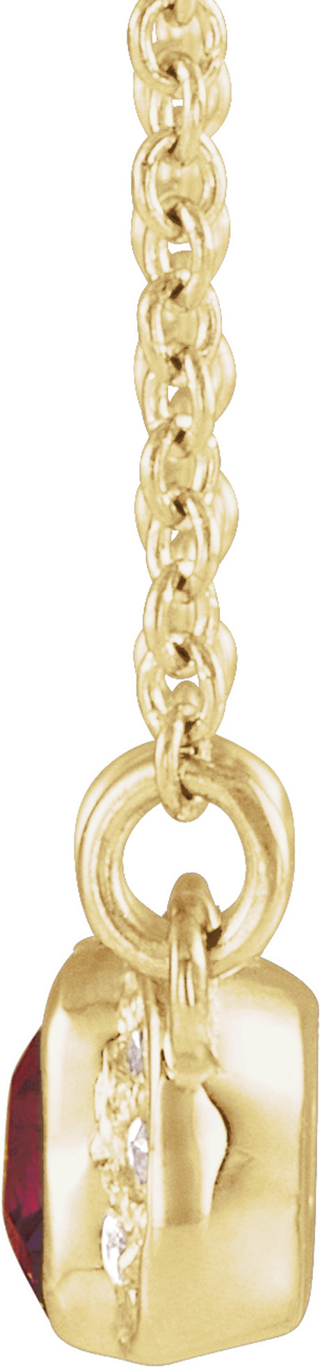 14K Yellow Gold Natural Mozambique Garnet & .02 CTW Natural Diamond Bar 16" Necklace