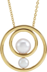 14K Yellow Cultured White Akoya Pearl Hold You Forever® 16-18" Necklace