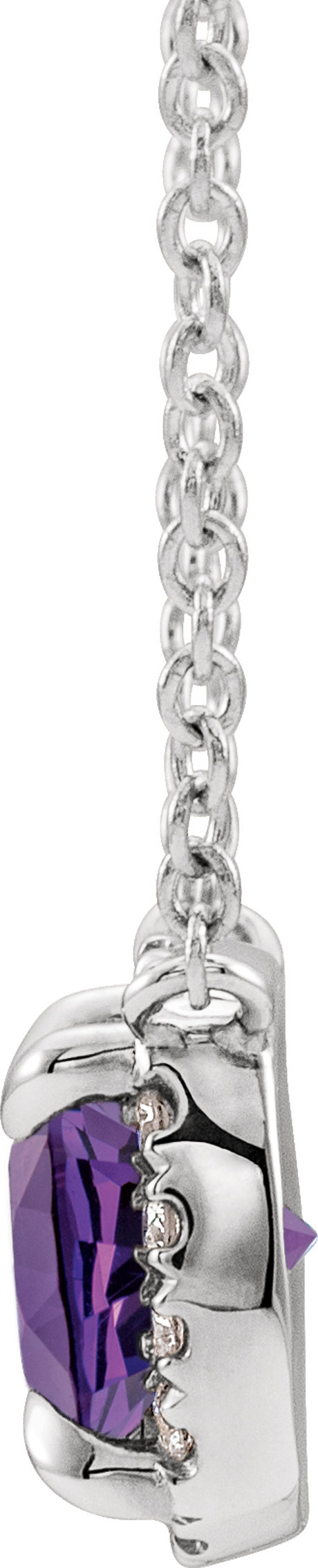 Sterling Silver Natural Amethyst & .05 CTW Natural Diamond 18" Necklace 