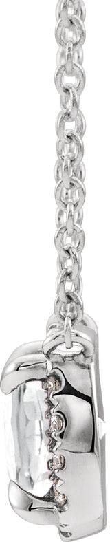 14K White Natural White Sapphire & .05 CTW Natural Diamond 16" Necklace