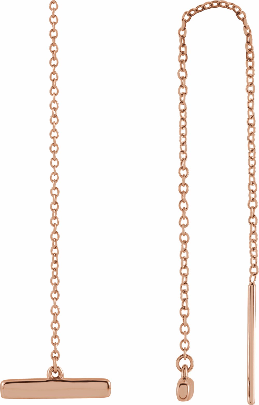 14K Rose Bar Chain Earrings